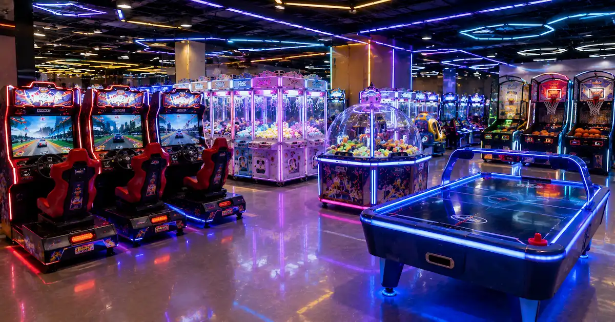 Commercial arcade equipment scene