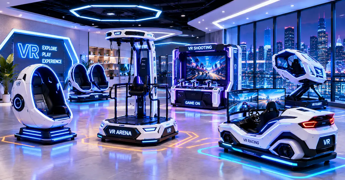 VR arcade machines in entertainment center