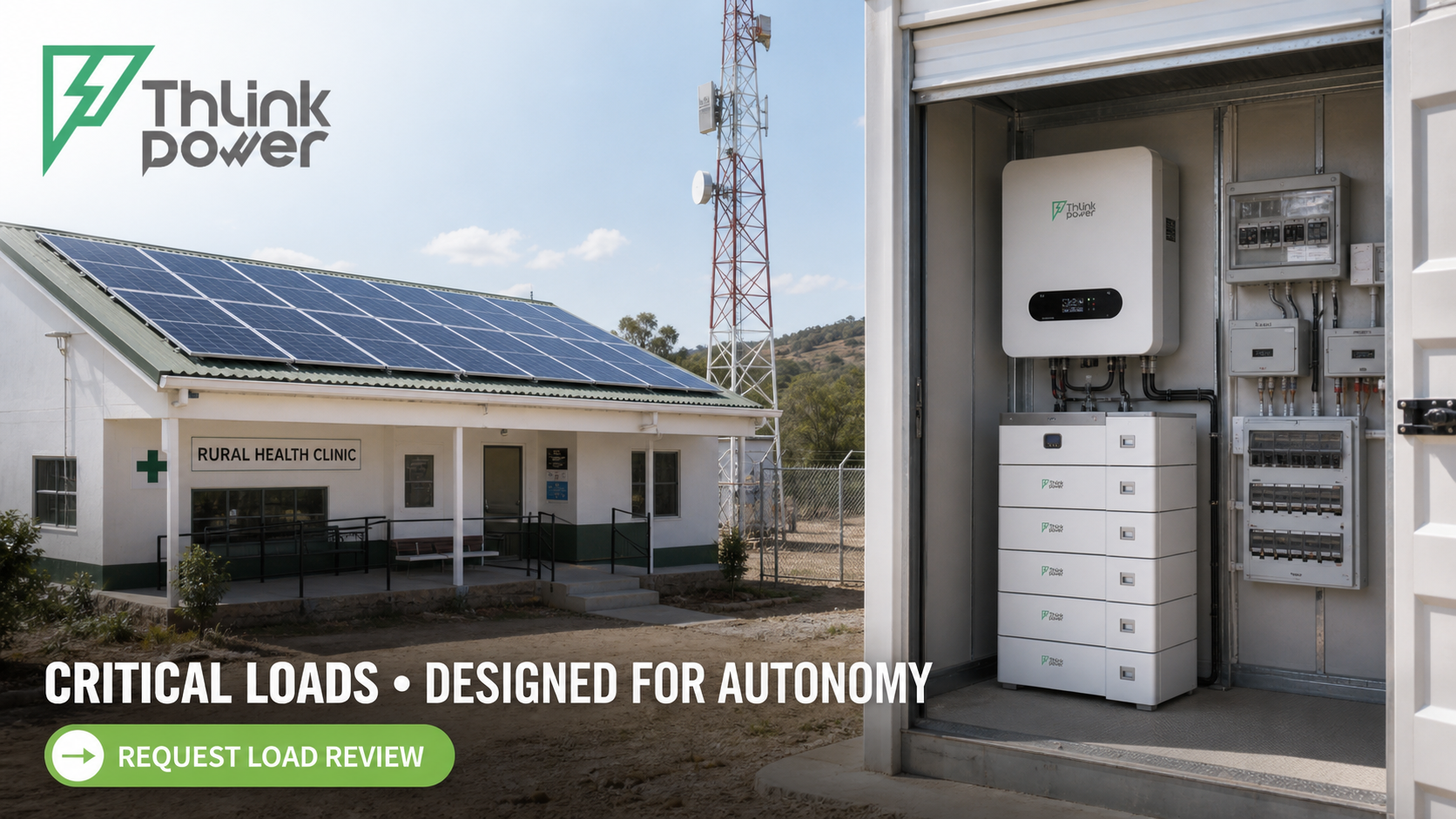 THLink Power off-grid solar for a rural clinic and telecom critical loads