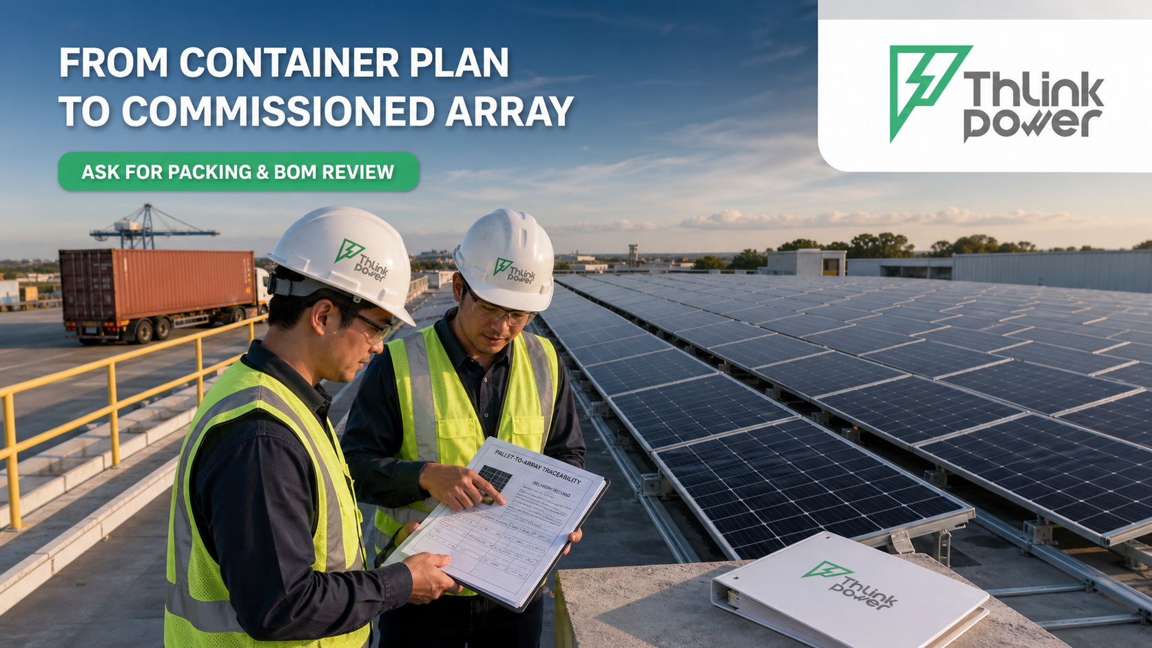 THLink Power wholesale solar panels from container plan to commissioned commercial rooftop array