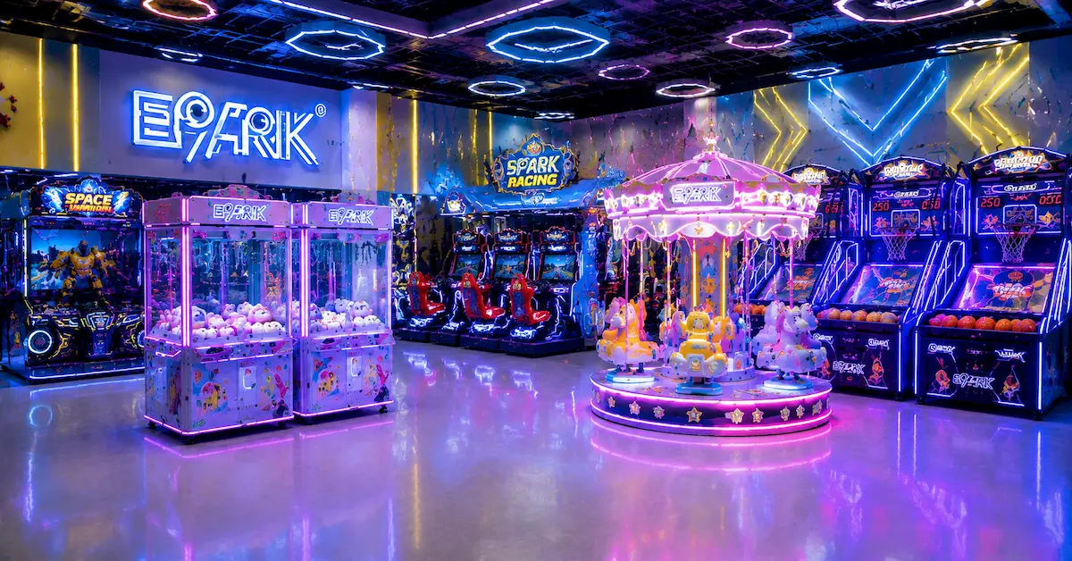 Family entertainment center arcade scene