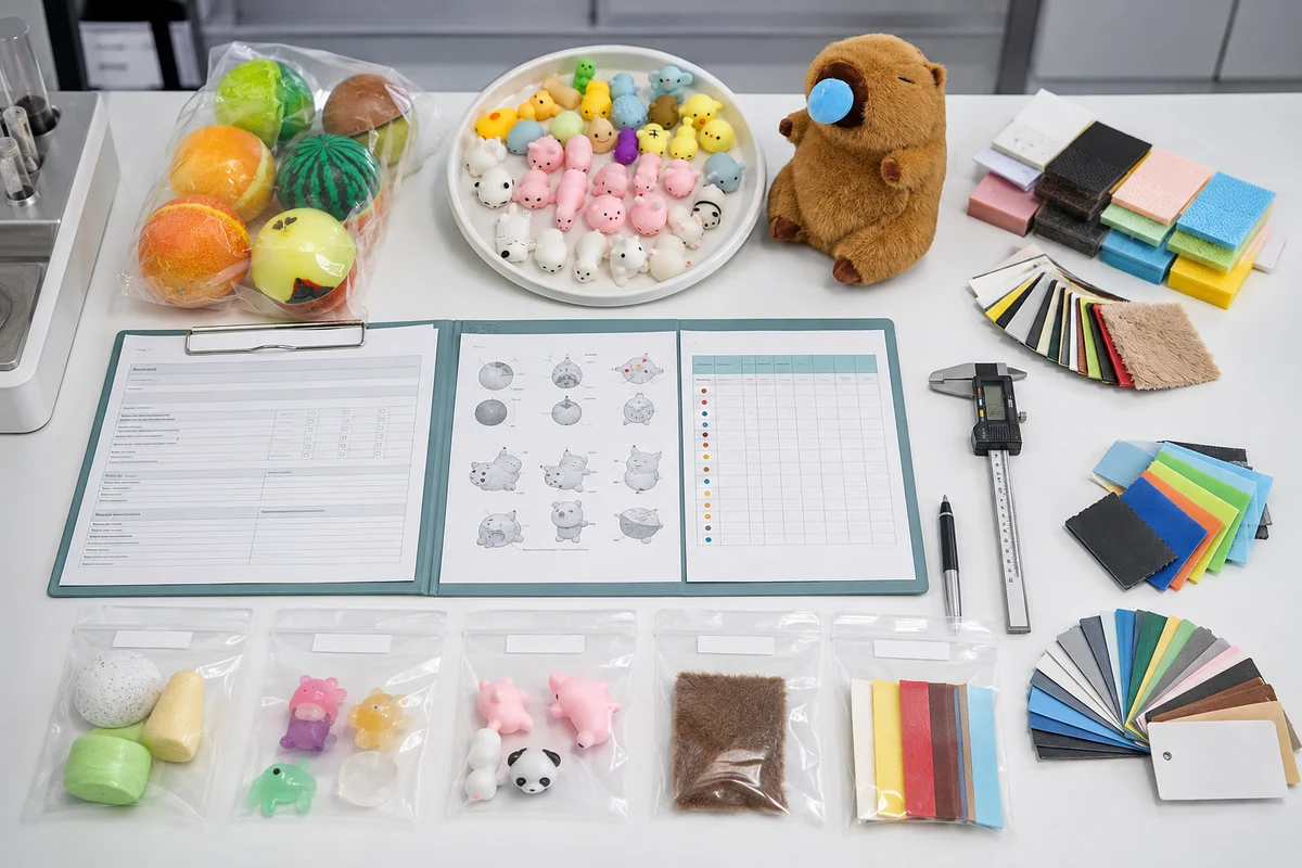 Toy material samples and compliance file prepared for laboratory review