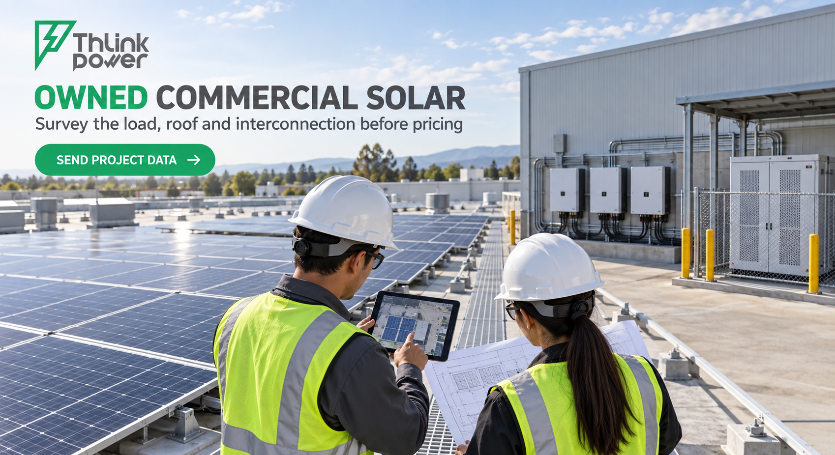THLink Power commercial solar system site survey for a factory rooftop project