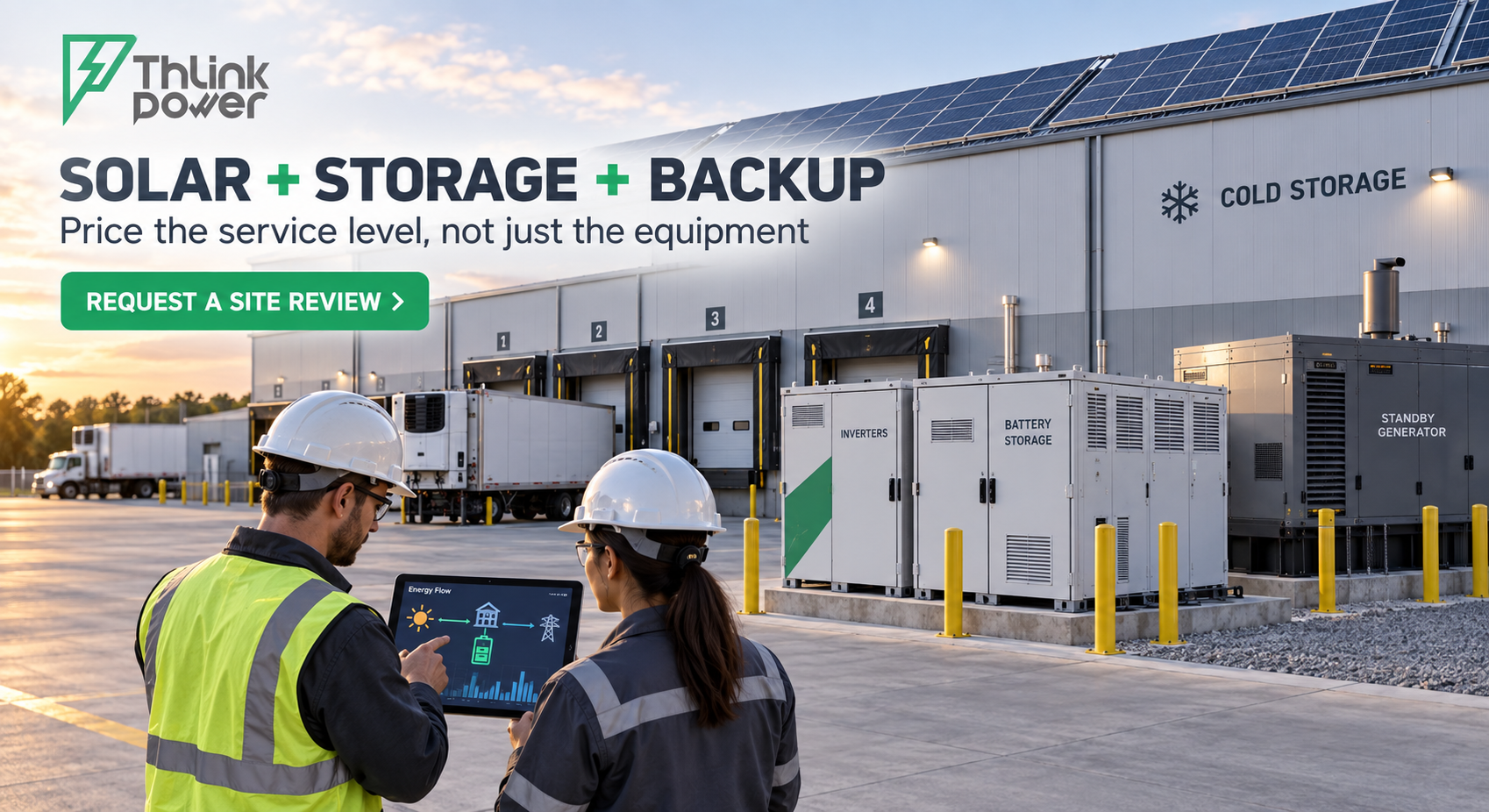 THLink Power commercial solar system with storage and generator backup for cold storage