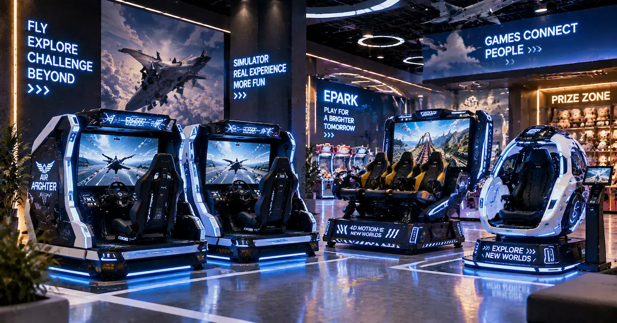 Simulator arcade machines for entertainment venues