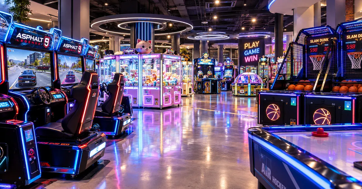 Mixed arcade machines in modern indoor venues