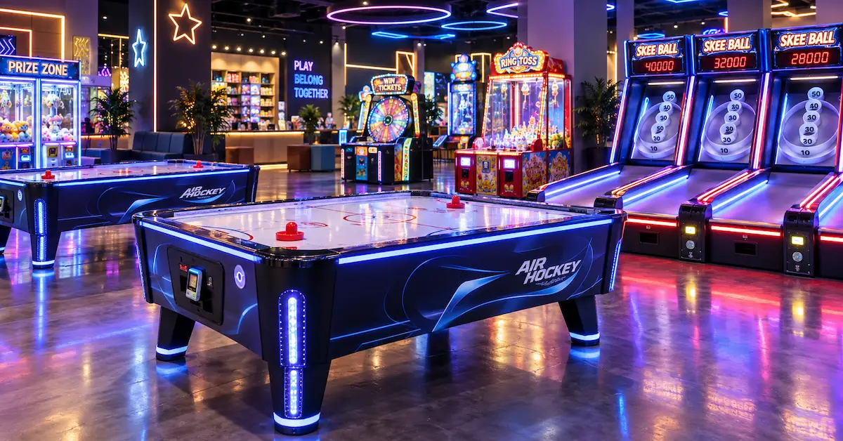 Custom branded arcade equipment zone showcase
